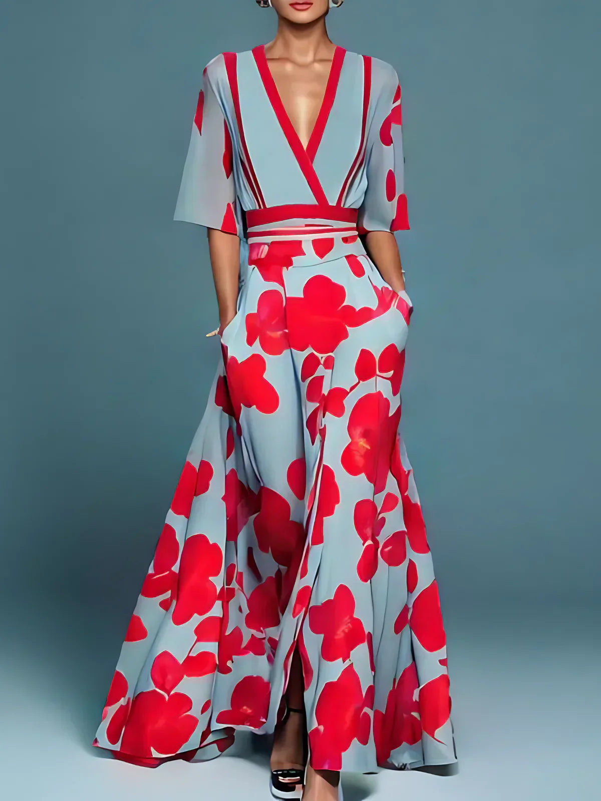 Kelly – Floral V-Neck Dress