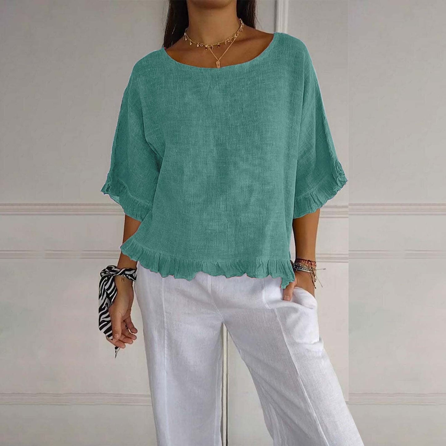 Diane – Elegant Round Neck Blouse