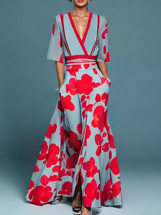 Kelly – Floral V-Neck Dress