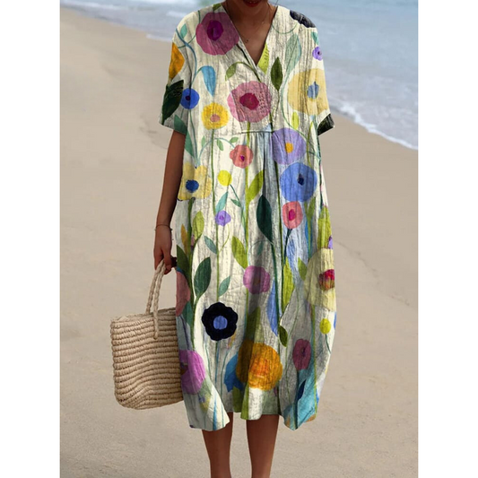Sofie – Flowing Boho Dress with Floral Pattern