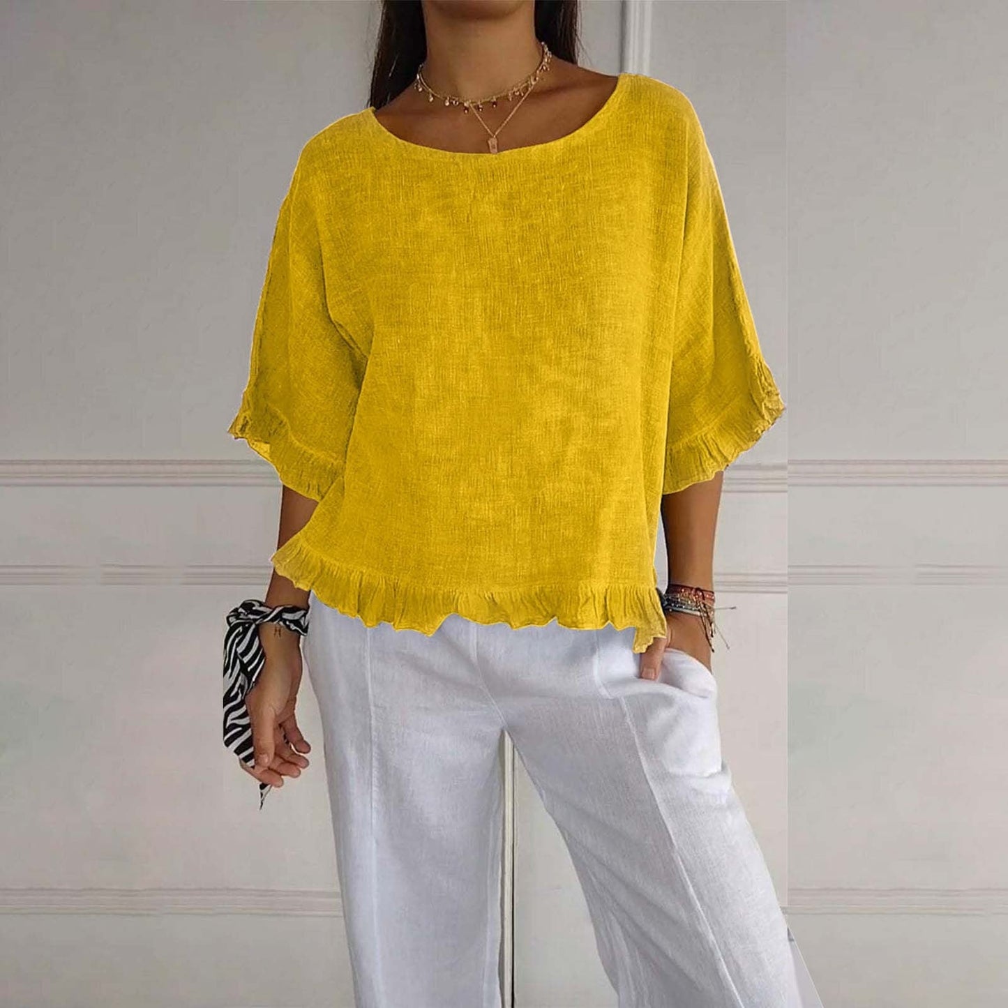 Diane – Elegant Round Neck Blouse